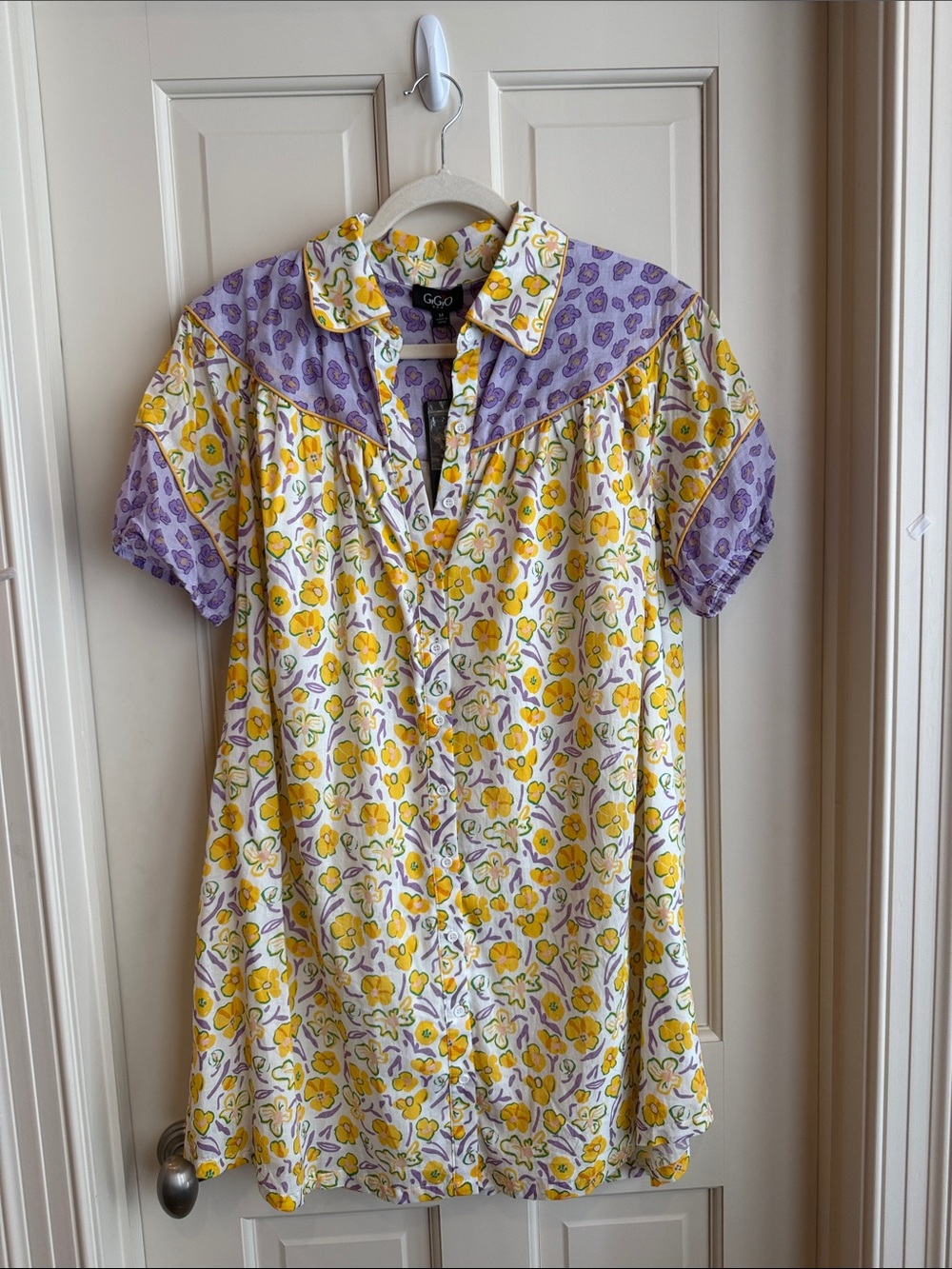Yellow & Lavender Floral Men's Button-Up Shirt